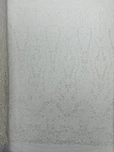 Modern Luxury Beaded Fabric Embroidered On A Mesh Lace Fabric - Beaded Embroidery, 54" Width (1 Yard)