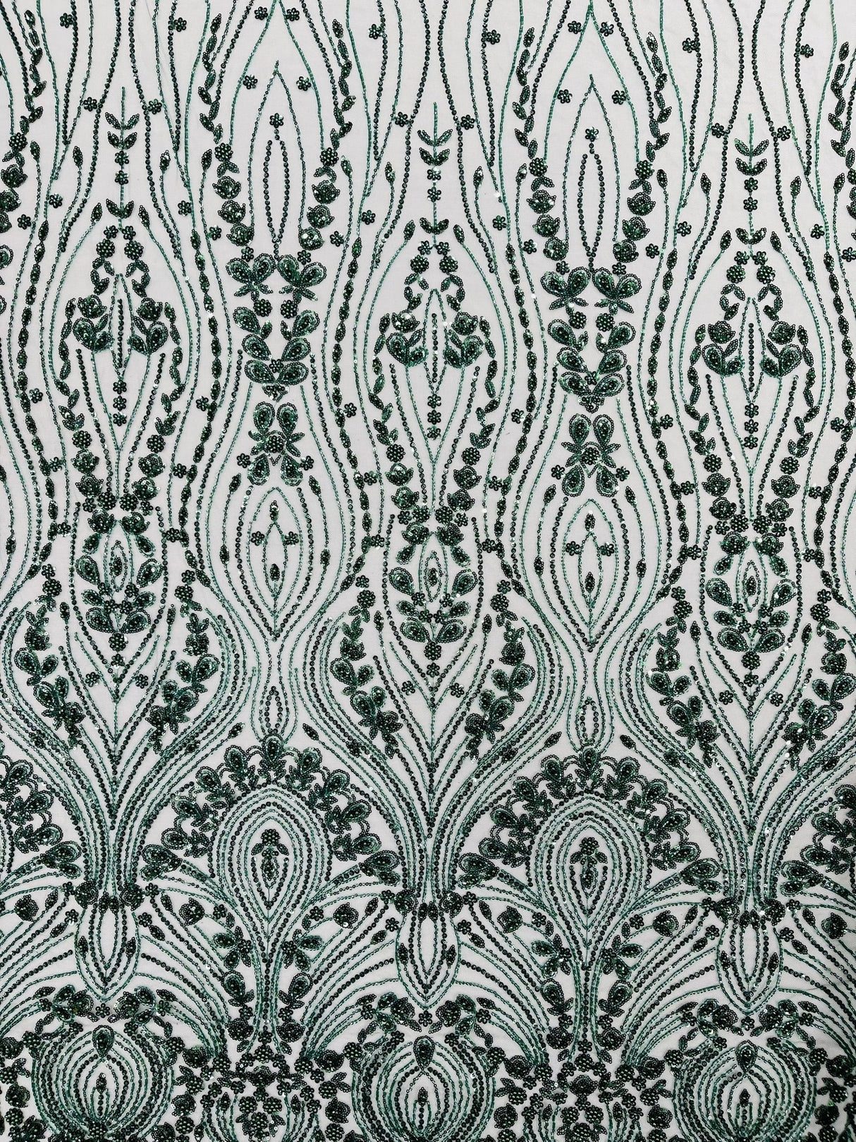 Modern Luxury Beaded Fabric Embroidered On A Mesh Lace Fabric - Beaded Embroidery, 54" Width (1 Yard)