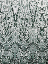 Modern Luxury Beaded Fabric Embroidered On A Mesh Lace Fabric - Beaded Embroidery, 54" Width (1 Yard)