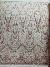 Modern Luxury Beaded Fabric Embroidered On A Mesh Lace Fabric - Beaded Embroidery, 54" Width (1 Yard)