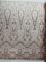 Modern Luxury Beaded Fabric Embroidered On A Mesh Lace Fabric - Beaded Embroidery, 54" Width (1 Yard)