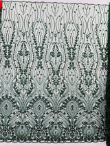 Modern Luxury Beaded Fabric Embroidered On A Mesh Lace Fabric - Beaded Embroidery, 54" Width (1 Yard)