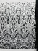 Modern Luxury Beaded Fabric Embroidered On A Mesh Lace Fabric - Beaded Embroidery, 54" Width (1 Yard)