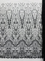 Modern Luxury Beaded Fabric Embroidered On A Mesh Lace Fabric - Beaded Embroidery, 54" Width (1 Yard)