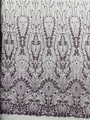 Modern Luxury Beaded Fabric Embroidered On A Mesh Lace Fabric - Beaded Embroidery, 54" Width (1 Yard)