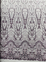Modern Luxury Beaded Fabric Embroidered On A Mesh Lace Fabric - Beaded Embroidery, 54" Width (1 Yard)