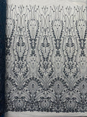 Modern Luxury Beaded Fabric Embroidered On A Mesh Lace Fabric - Beaded Embroidery, 54" Width (1 Yard)