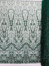 Modern Luxury Beaded Fabric Embroidered On A Mesh Lace Fabric - Beaded Embroidery, 54" Width (1 Yard)