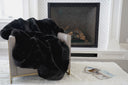 Luxurious Chinchilla Rabbit Faux Fur Throw Blanket Polyester Fabric - Silver/Silver, Green/Green, Snow White/White, Wine On Black, Black On Black, 50" X 60" (1 Piece)