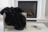Luxurious Chinchilla Rabbit Faux Fur Throw Blanket Polyester Fabric - Silver/Silver, Green/Green, Snow White/White, Wine On Black, Black On Black, 50" X 60" (1 Piece)
