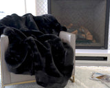 Luxurious Chinchilla Rabbit Faux Fur Throw Blanket Polyester Fabric - Silver/Silver, Green/Green, Snow White/White, Wine On Black, Black On Black, 50" X 60" (1 Piece)