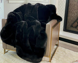 Luxurious Chinchilla Rabbit Faux Fur Throw Blanket Polyester Fabric - Silver/Silver, Green/Green, Snow White/White, Wine On Black, Black On Black, 50" X 60" (1 Piece)