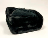 Luxurious Chinchilla Rabbit Faux Fur Throw Blanket Polyester Fabric - Silver/Silver, Green/Green, Snow White/White, Wine On Black, Black On Black, 50" X 60" (1 Piece)