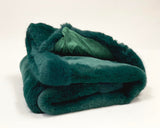 Luxurious Chinchilla Rabbit Faux Fur Throw Blanket Polyester Fabric - Silver/Silver, Green/Green, Snow White/White, Wine On Black, Black On Black, 50" X 60" (1 Piece)