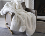 Luxurious Chinchilla Rabbit Faux Fur Throw Blanket Polyester Fabric - Silver/Silver, Green/Green, Snow White/White, Wine On Black, Black On Black, 50" X 60" (1 Piece)