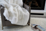 Luxurious Chinchilla Rabbit Faux Fur Throw Blanket Polyester Fabric - Silver/Silver, Green/Green, Snow White/White, Wine On Black, Black On Black, 50" X 60" (1 Piece)