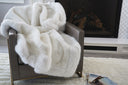 Luxurious Chinchilla Rabbit Faux Fur Throw Blanket Polyester Fabric - Silver/Silver, Green/Green, Snow White/White, Wine On Black, Black On Black, 50" X 60" (1 Piece)