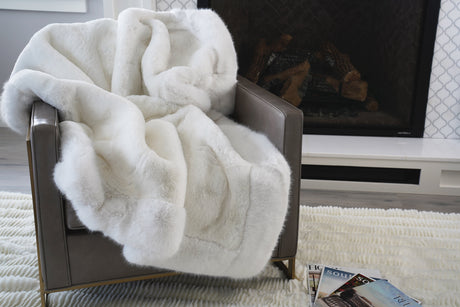 Luxurious Chinchilla Rabbit Faux Fur Throw Blanket Polyester Fabric - Silver/Silver, Green/Green, Snow White/White, Wine On Black, Black On Black, 50" X 60" (1 Piece)