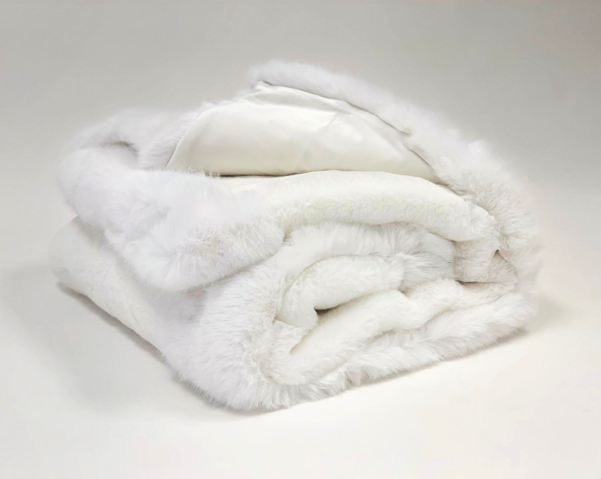 Luxurious Chinchilla Rabbit Faux Fur Throw Blanket Polyester Fabric - Silver/Silver, Green/Green, Snow White/White, Wine On Black, Black On Black, 50" X 60" (1 Piece)