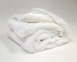 Luxurious Chinchilla Rabbit Faux Fur Throw Blanket Polyester Fabric - Silver/Silver, Green/Green, Snow White/White, Wine On Black, Black On Black, 50" X 60" (1 Piece)