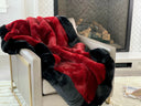 Luxurious Chinchilla Rabbit Faux Fur Throw Blanket Polyester Fabric - Silver/Silver, Green/Green, Snow White/White, Wine On Black, Black On Black, 50" X 60" (1 Piece)