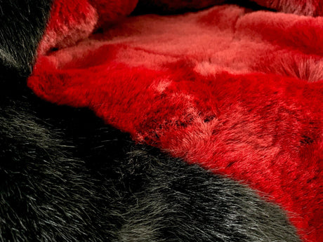 Luxurious Chinchilla Rabbit Faux Fur Throw Blanket Polyester Fabric - Silver/Silver, Green/Green, Snow White/White, Wine On Black, Black On Black, 50" X 60" (1 Piece)