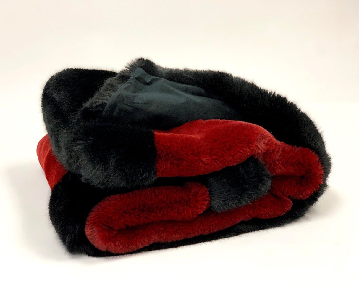Luxurious Chinchilla Rabbit Faux Fur Throw Blanket Polyester Fabric - Silver/Silver, Green/Green, Snow White/White, Wine On Black, Black On Black, 50" X 60" (1 Piece)