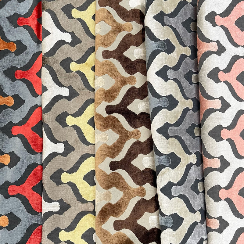 Cut Velvet Upholstery Fabric Monroe Chevron Pattern