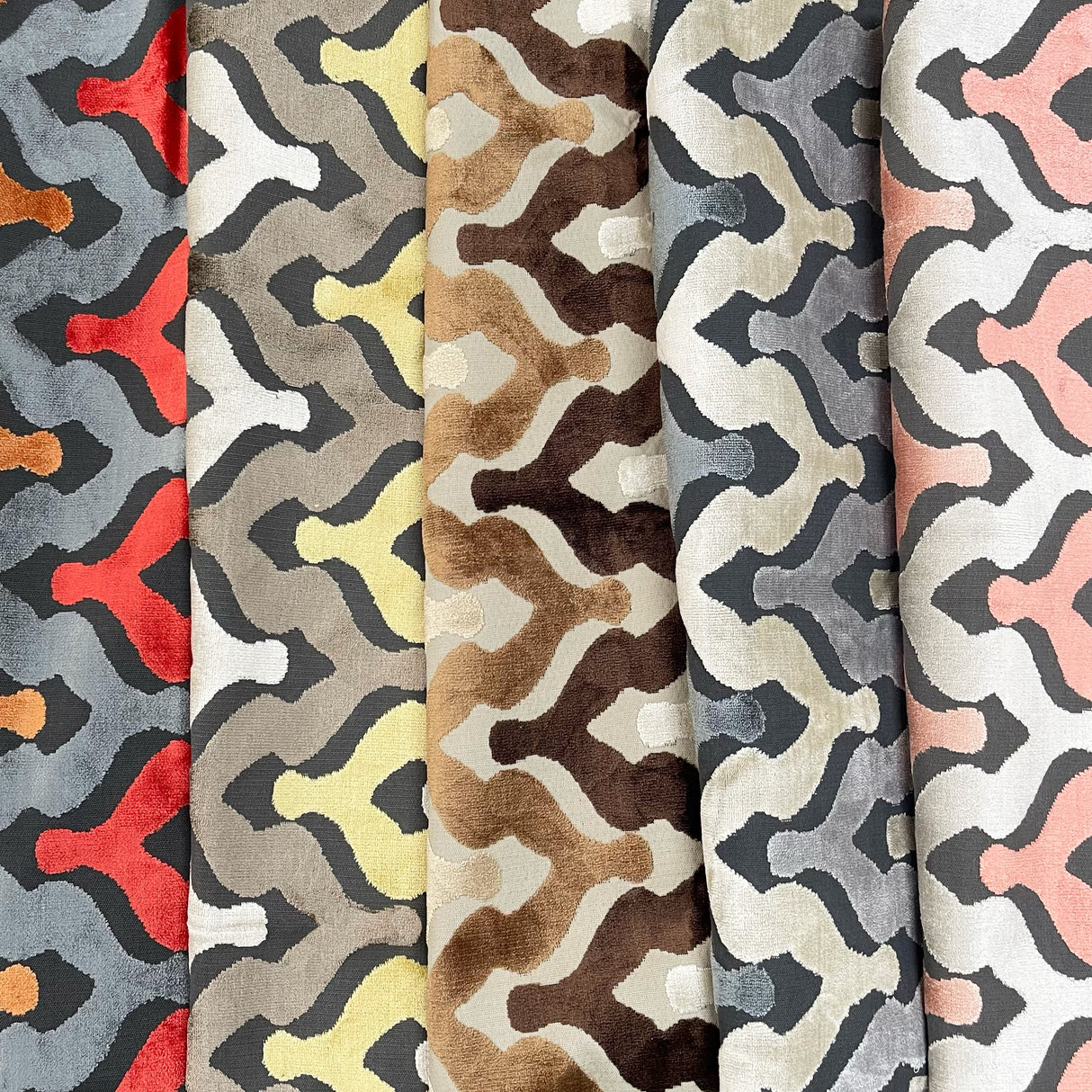 Cut Velvet Upholstery Fabric Monroe Chevron Pattern