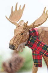 6.5" - 9" Moose with Cardinal & Plaid Scarf