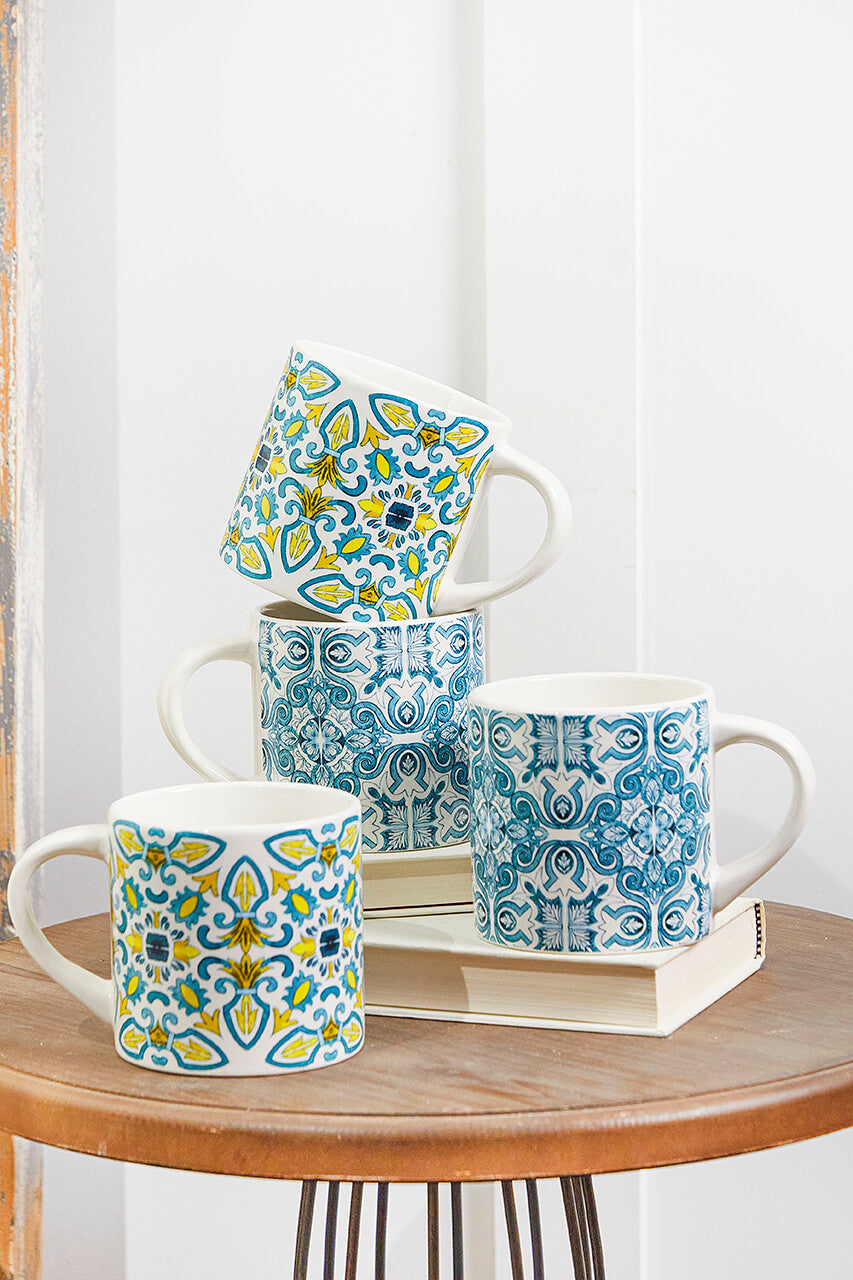 Patterned Dolomite Mug - Set of 4