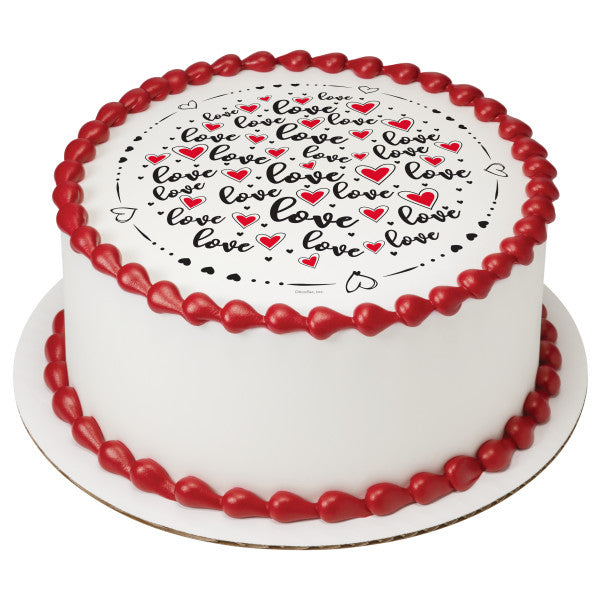 Love Valentines Day Edible Cake, Cupcake or Cookie Image PhotoCake®
