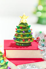 3" Mini Nostalgic Tree Ornaments - Green with Multi Lights