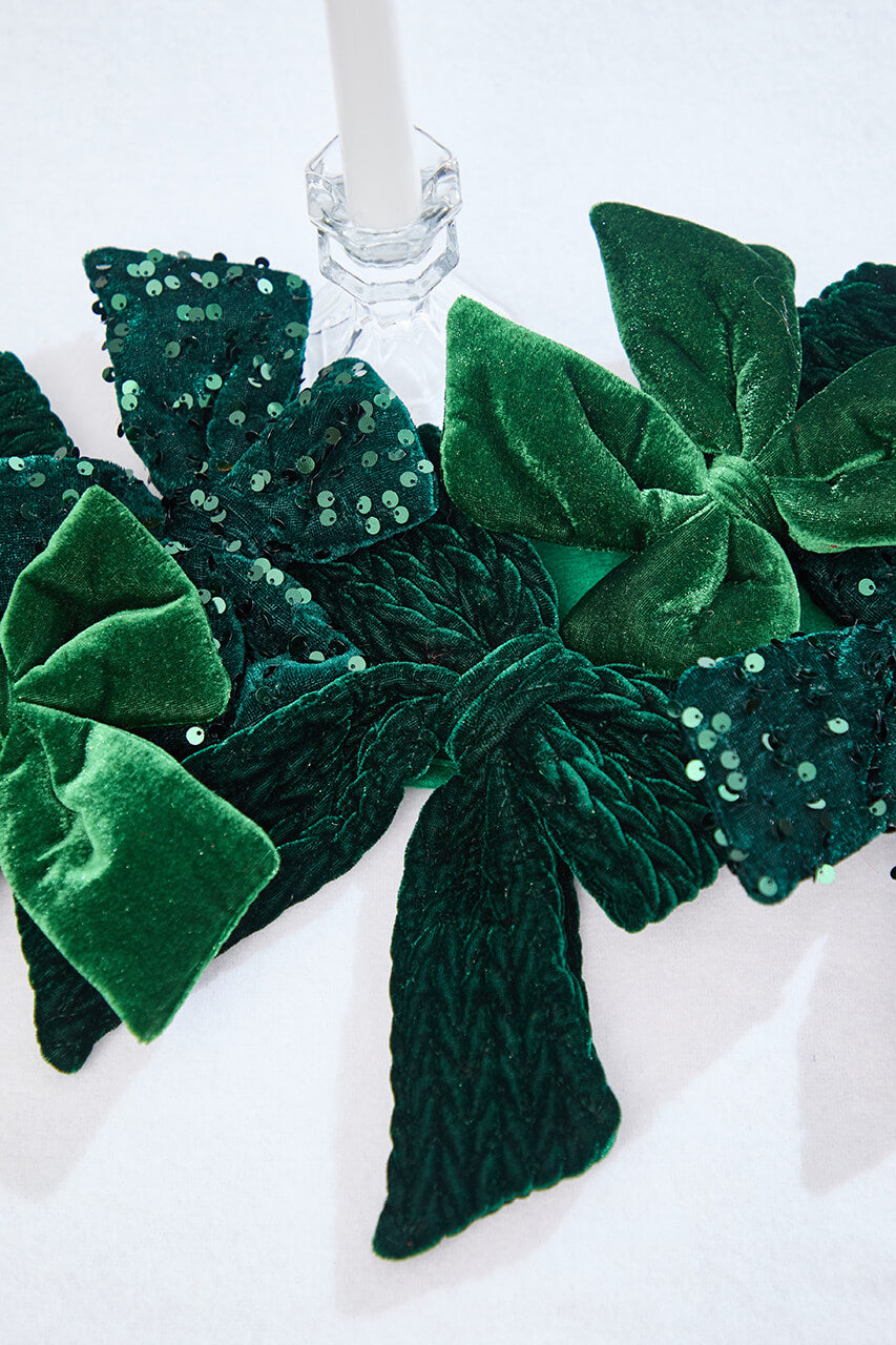 48" Green Velvet Sequin Bow Garland