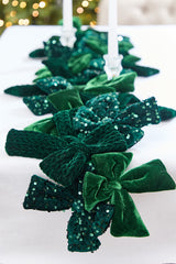 48" Green Velvet Sequin Bow Garland