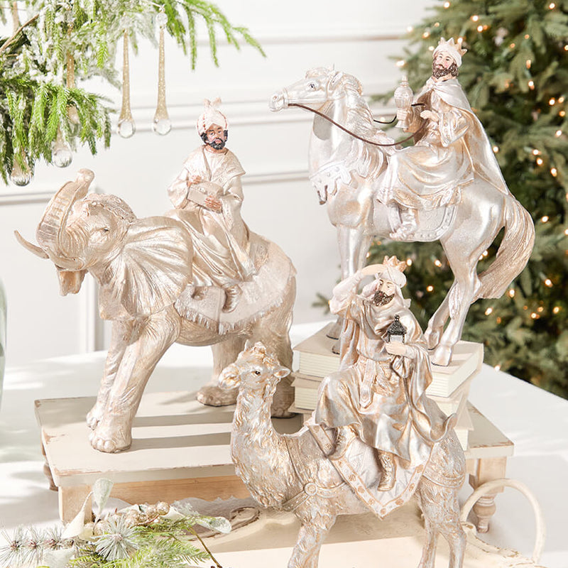 16" Resin Renaissance Three Kings with Animals - Set of 3