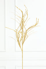 32" Gold Glitter Curly Grass Spray