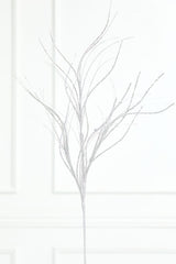 32" Silver Glitter Curly Grass Spray