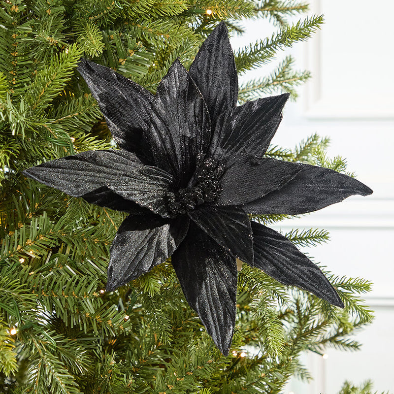 24" Black Velvet Poinsettia Stem