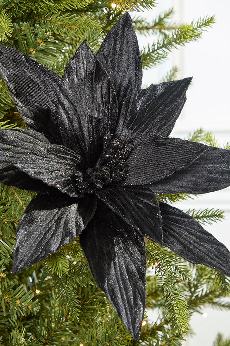 24" Black Velvet Poinsettia Stem