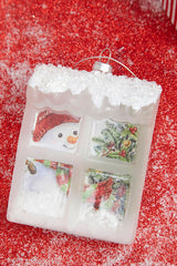 4.5” Glass Snowman in Window Ornament