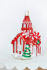 5" Glass Peppermint Church Ornament