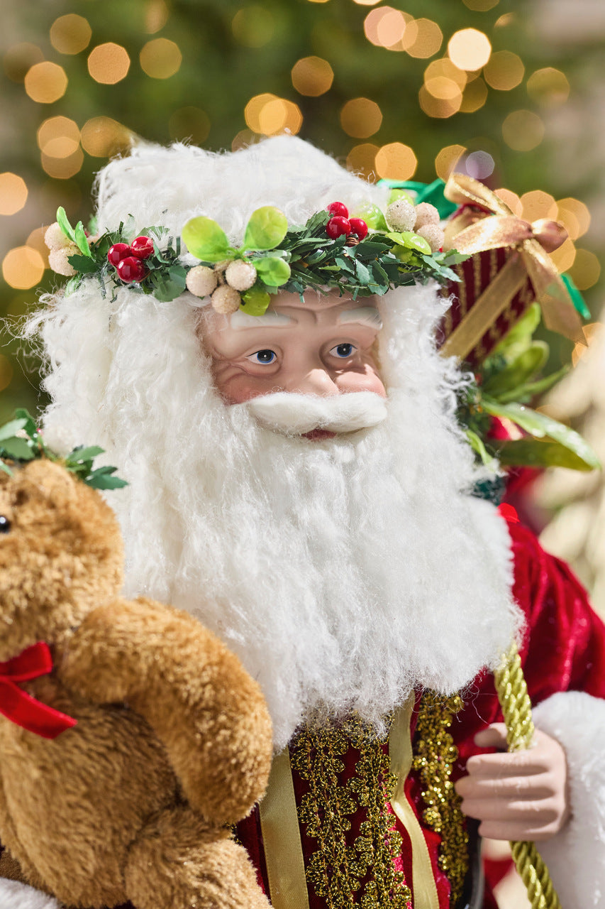 24" Resin Botanica Santa With Bear And Ball
