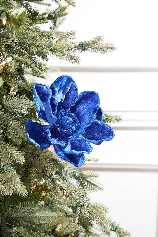 24" Deluxe Velvet Saphire Magnolia Stem