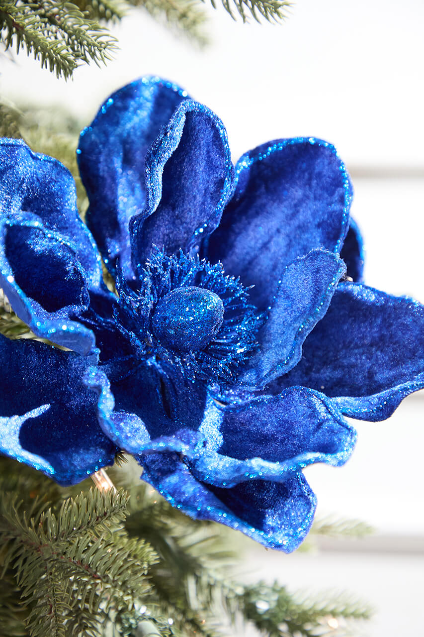 24" Deluxe Velvet Saphire Magnolia Stem