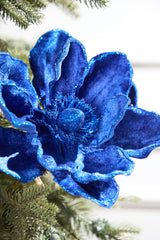 24" Deluxe Velvet Saphire Magnolia Stem