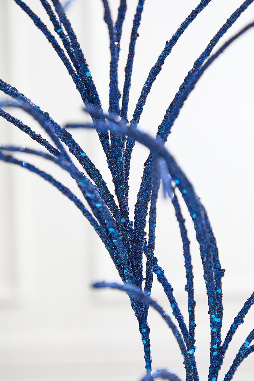 28" Midnight Blue Micro Beaded & Sequin Grass Spray
