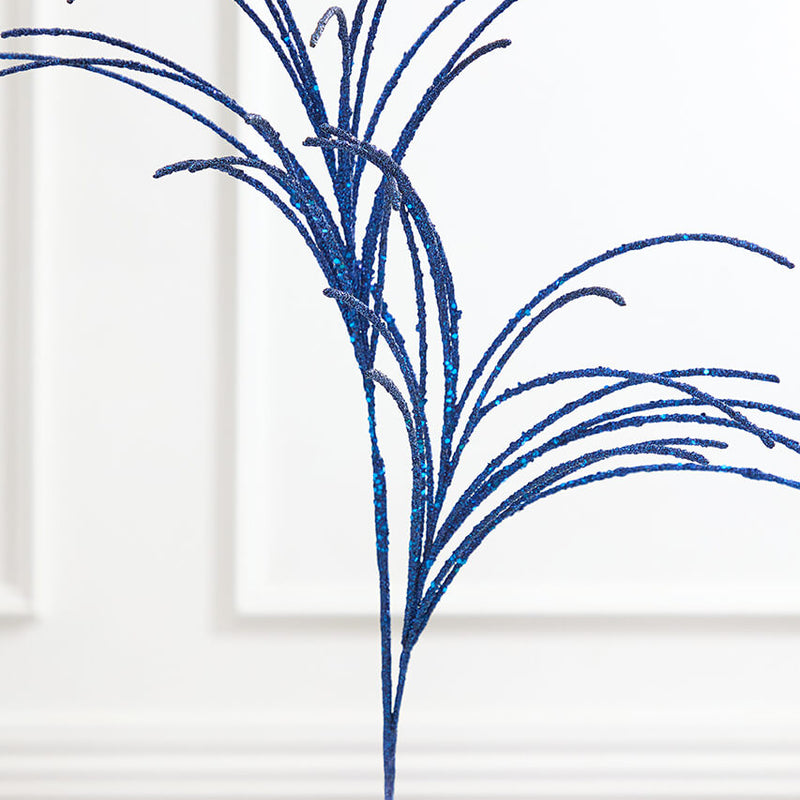 28" Midnight Blue Micro Beaded & Sequin Grass Spray
