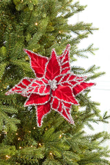 24" Tinsel Edge Velvet Poinsettia Stem