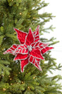 24" Tinsel Edge Velvet Poinsettia Stem